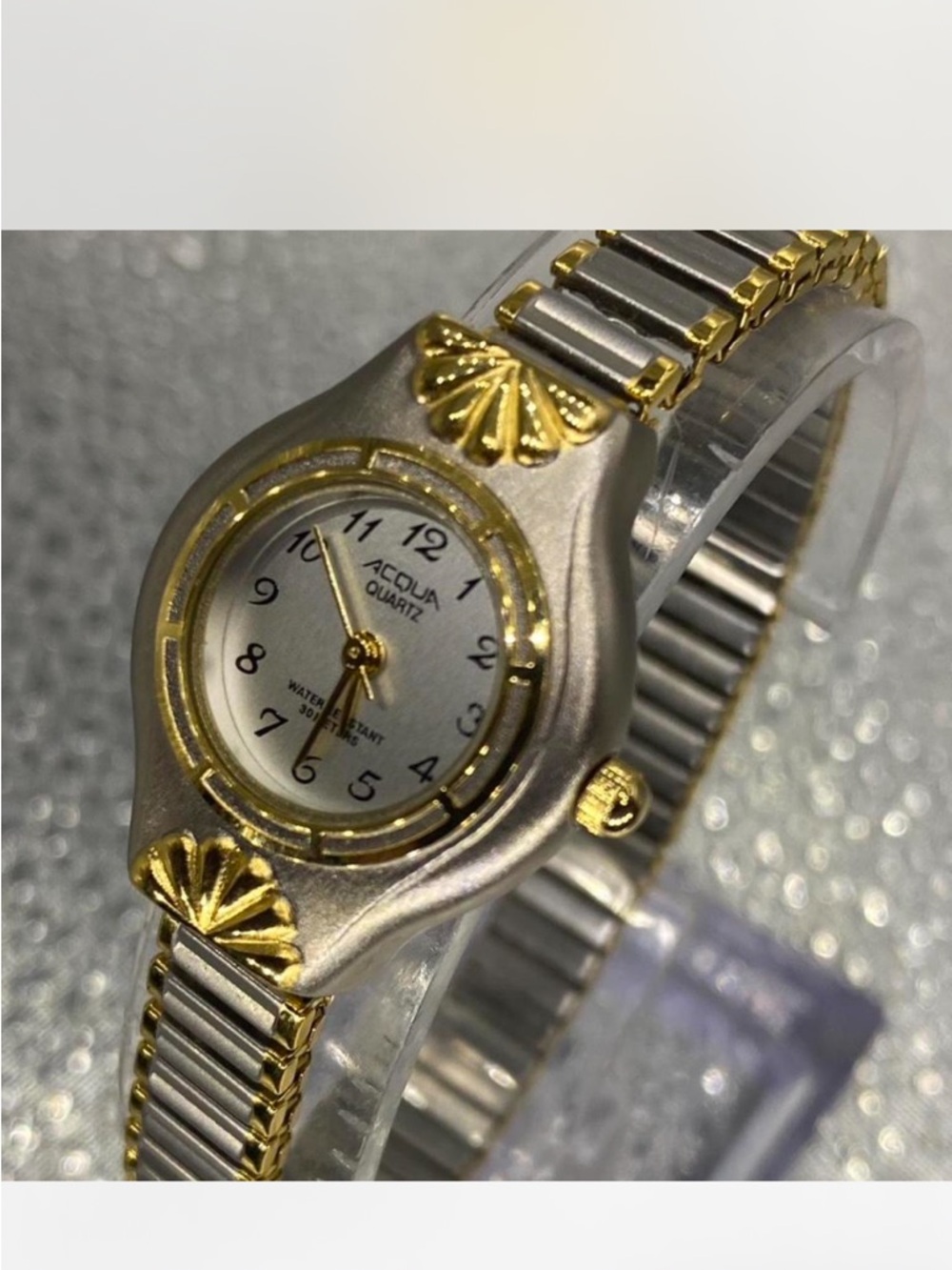 ^*^  Aqua ^^^  Two-Tone Gold  / Silver Shell Accent “ Ladies Watch *^*